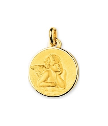 Médaille ange or jaune 9 carats