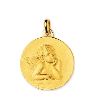 Médaille ange or jaune 9 carats